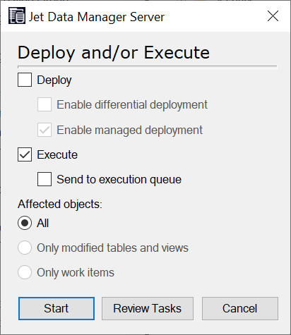deployment and execution process in jet data manager