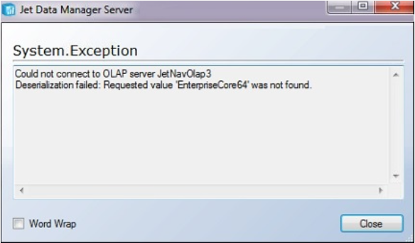 error-could-not-connect-to-olap-server-jetnavolap-deserialization-failed