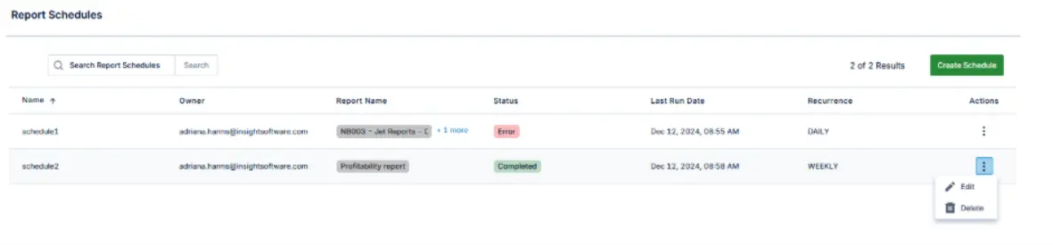 Scheduling Reports in the Reports Center - Global Data 365