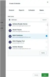users in reports center