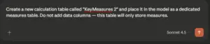 key measures table by claude
