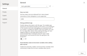 Power Apps row limitation