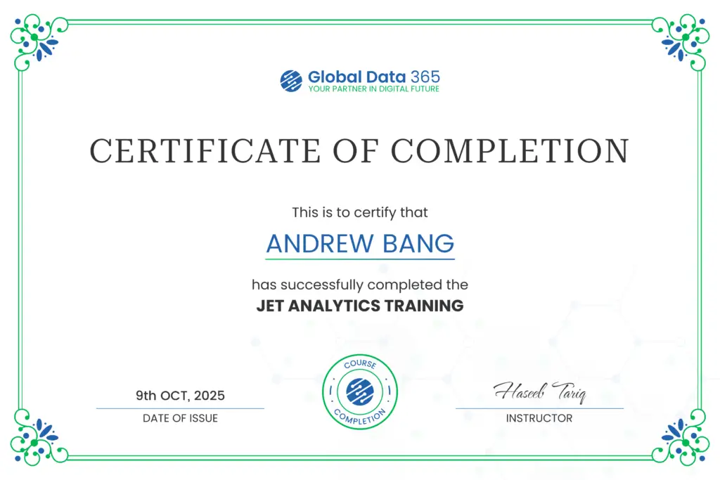 Jet analytics training certificate